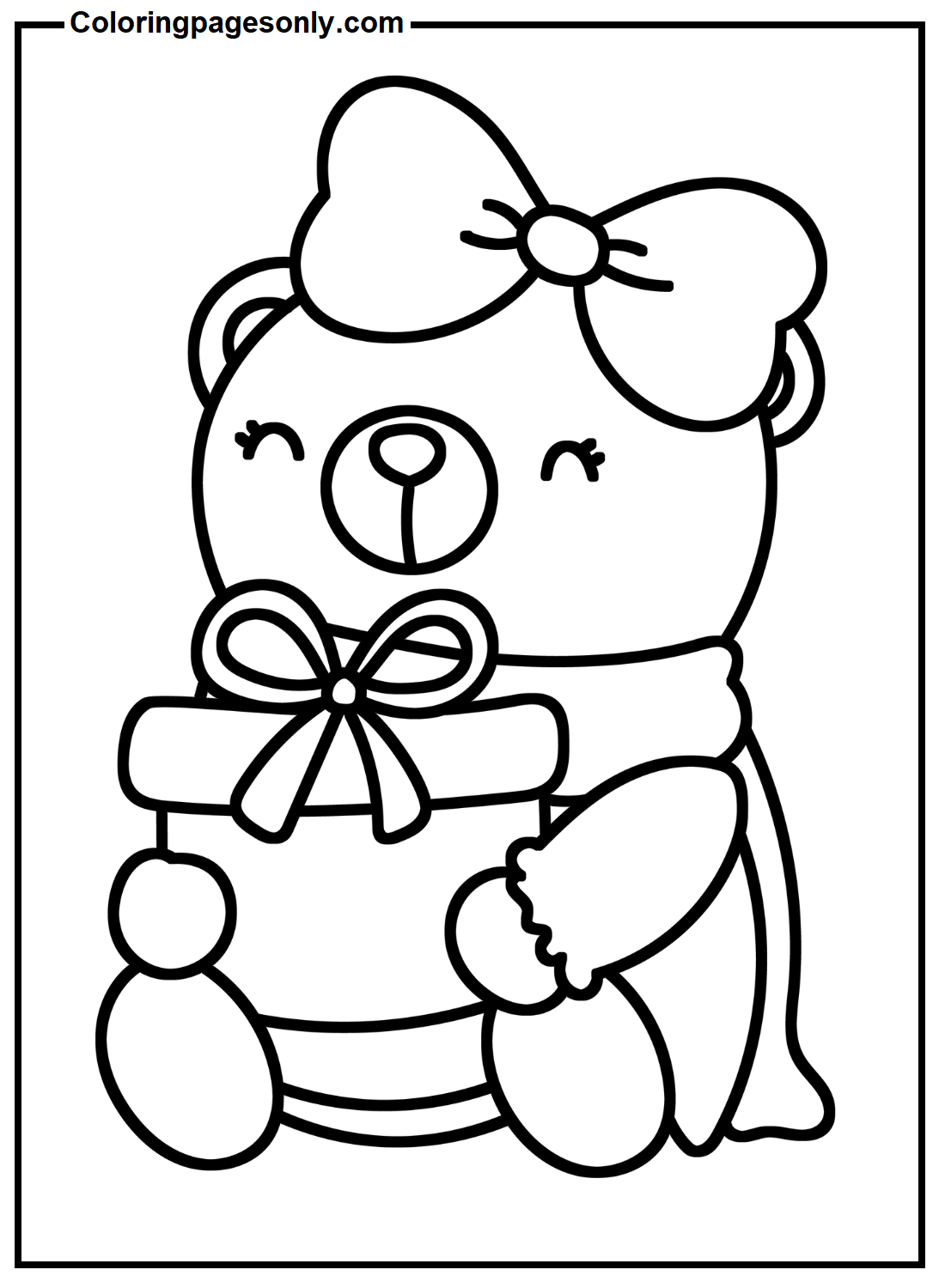 Cute bear in valentines day coloring page