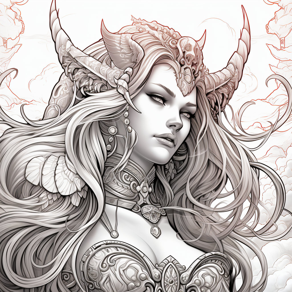 Diablo lilith coloring pages for adults instant download grayscale coloring page printable color grading horror inspired