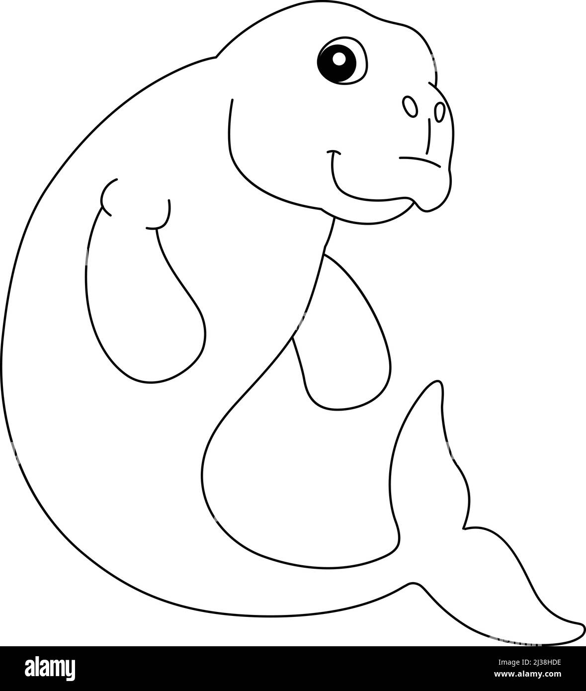 Dugong animal coloring page isolated for kids stock vector image art