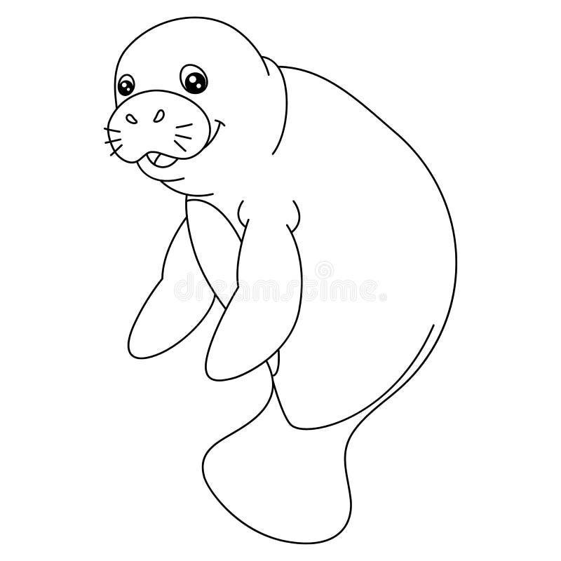 Manatee coloring page isolated for kids stock vector