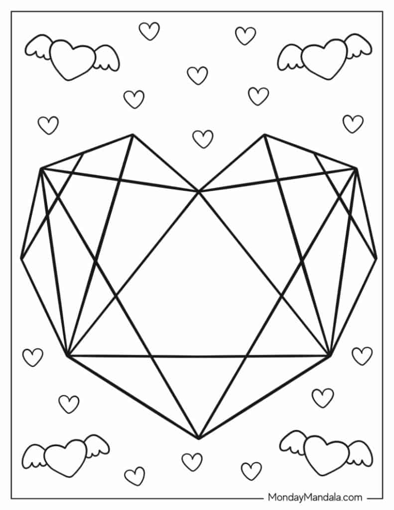 Heart coloring pages free pdf printables