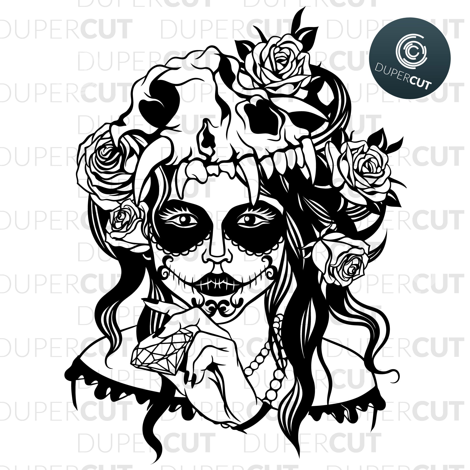 Sugar skull with diamond