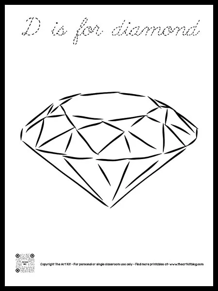 Diamond coloring page printable cursive font â the art kit