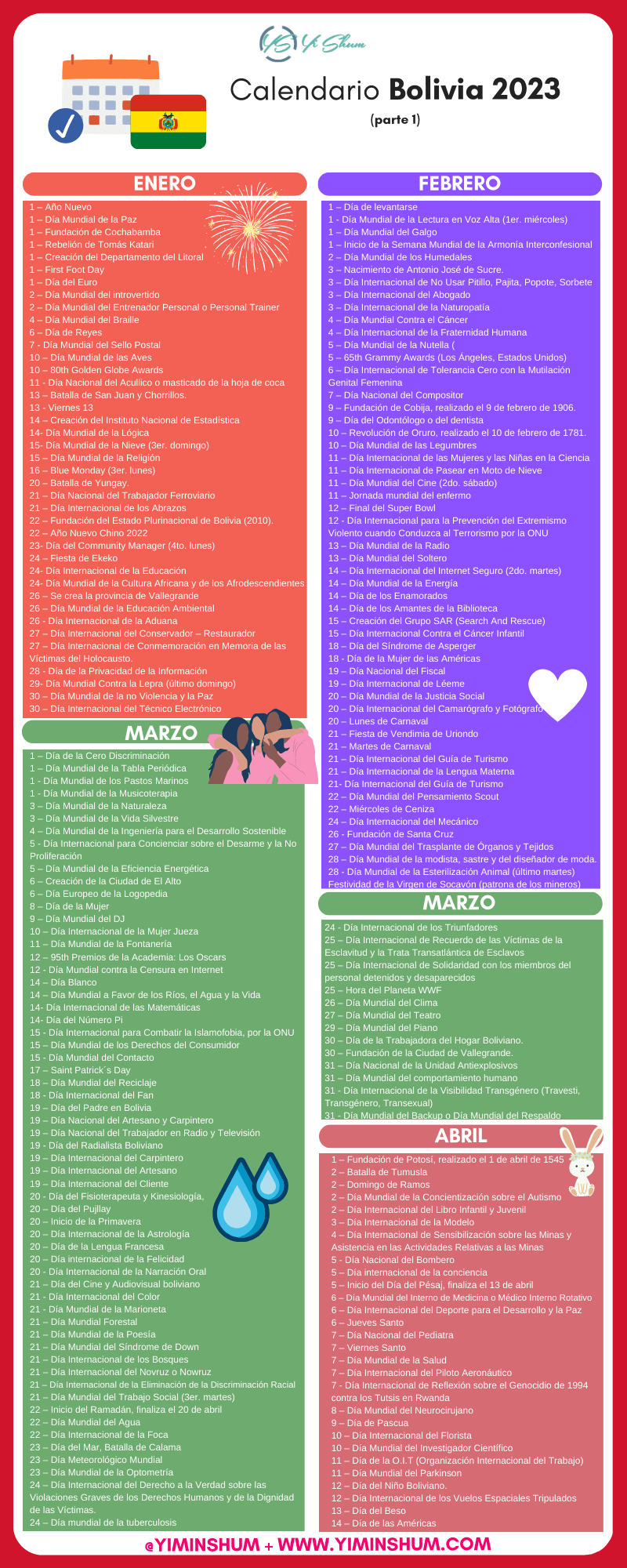 Dãas feriados bolivia fechas y efemãrides nacionales y mundiales
