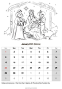 Calendario para imprimir feriados bolãvia super coloring