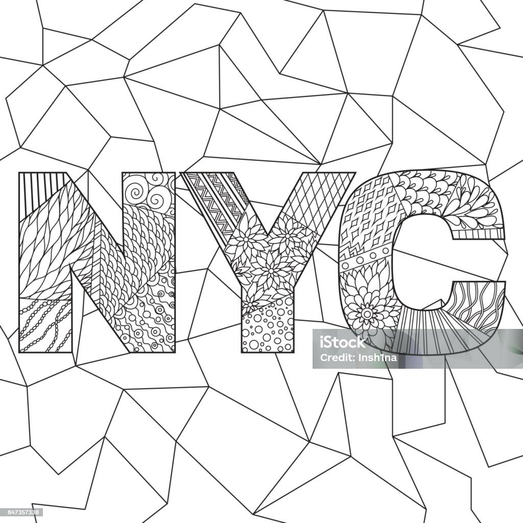 Nyc coloring pages for adults stock illustration