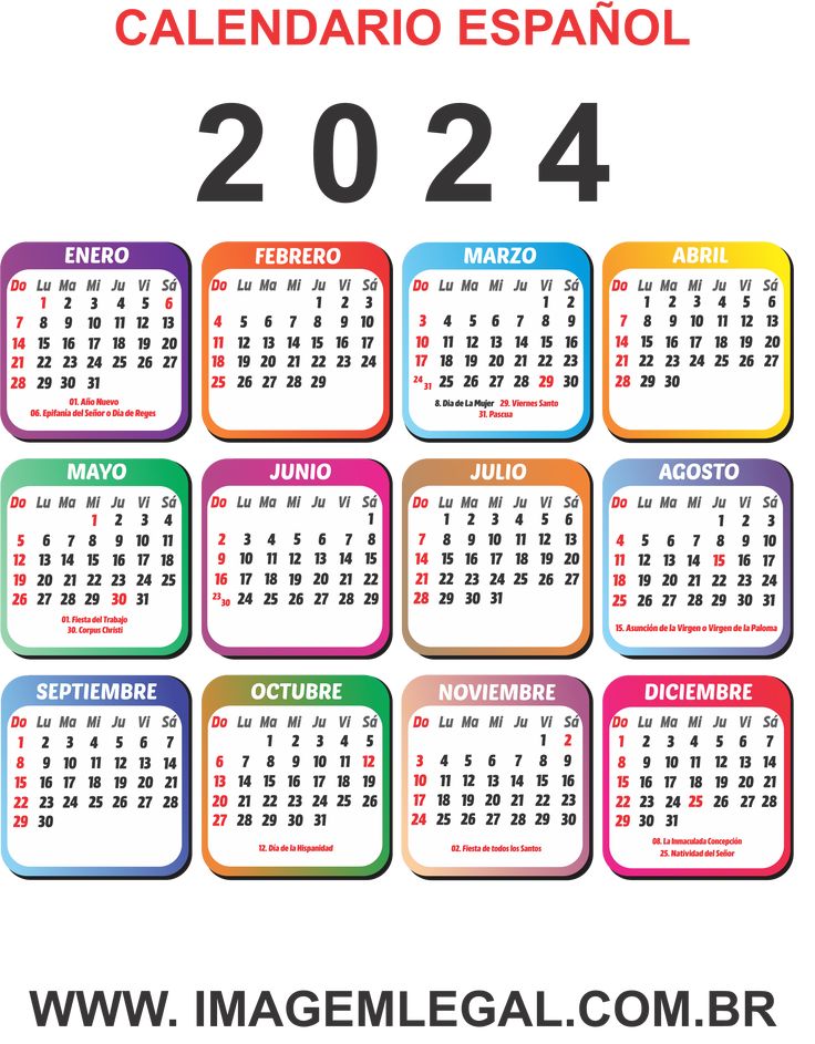Calendario con dias festivos espaãol vistoso infantil modelos de calendãrio calendãrios infantis o fazer etiquetas adesivas