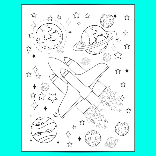 Premium vector space coloring pages for kids