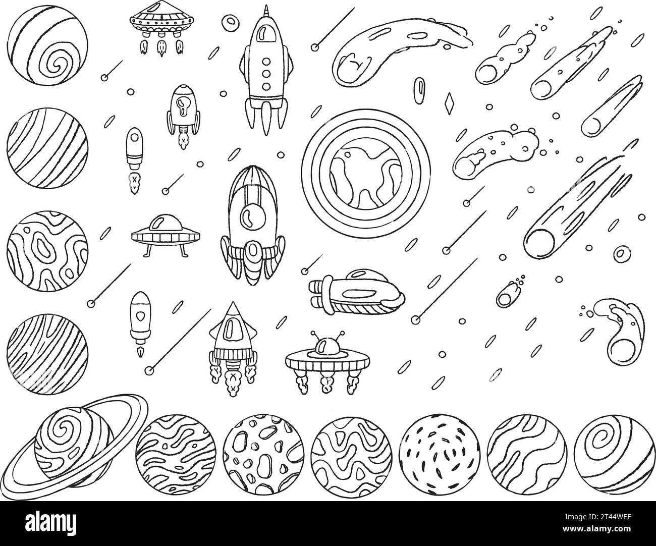 Asteroid drawing black and white stock photos images