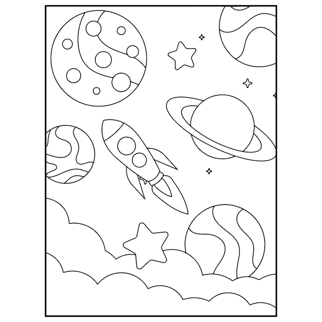Premium vector space coloring pages for kids premium vector