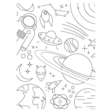 Premium vector printable space coloring pages for kids premium vector