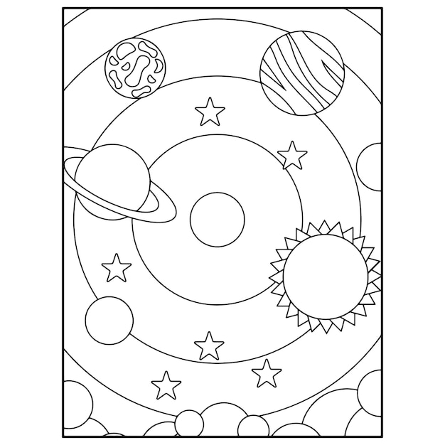 Premium vector space coloring pages for kids premium vector