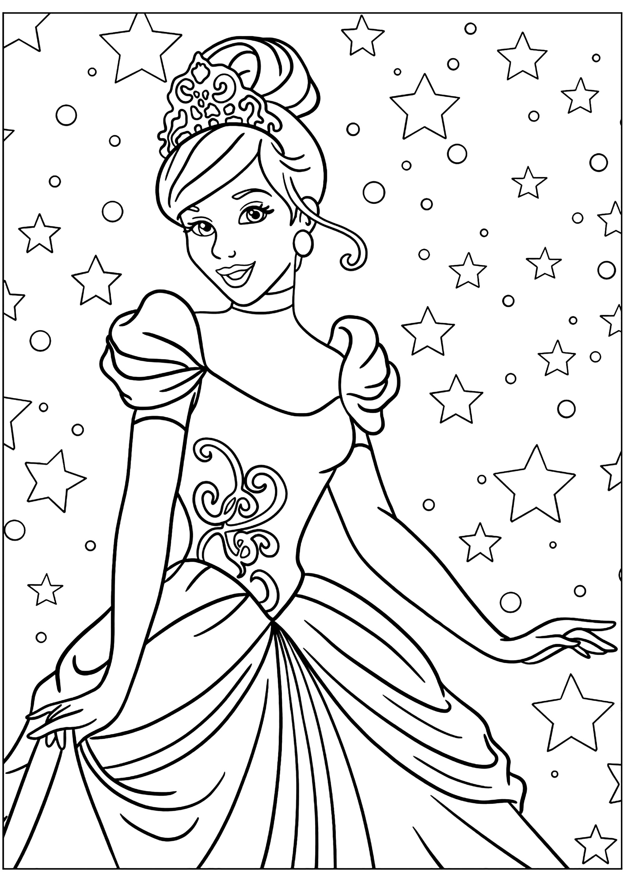 Pretty princess cinderella with starry background