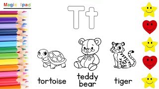 O dibujar letra t aprender ingles para niãos ðâ how to draw letter t learn english for kids