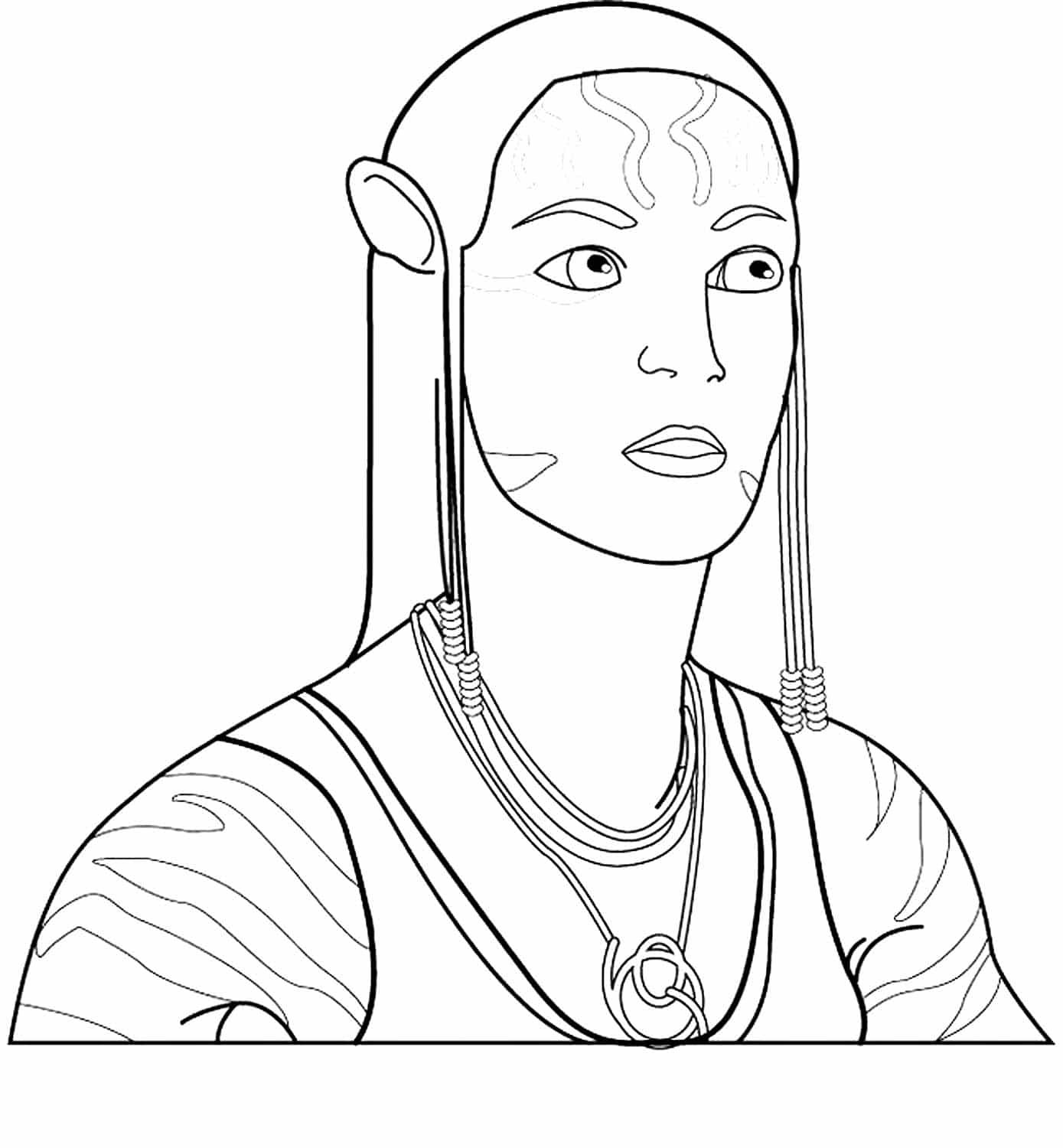 Coloring page with a character drawing from the movie avatar coloring pag coloring pag for kids avatar