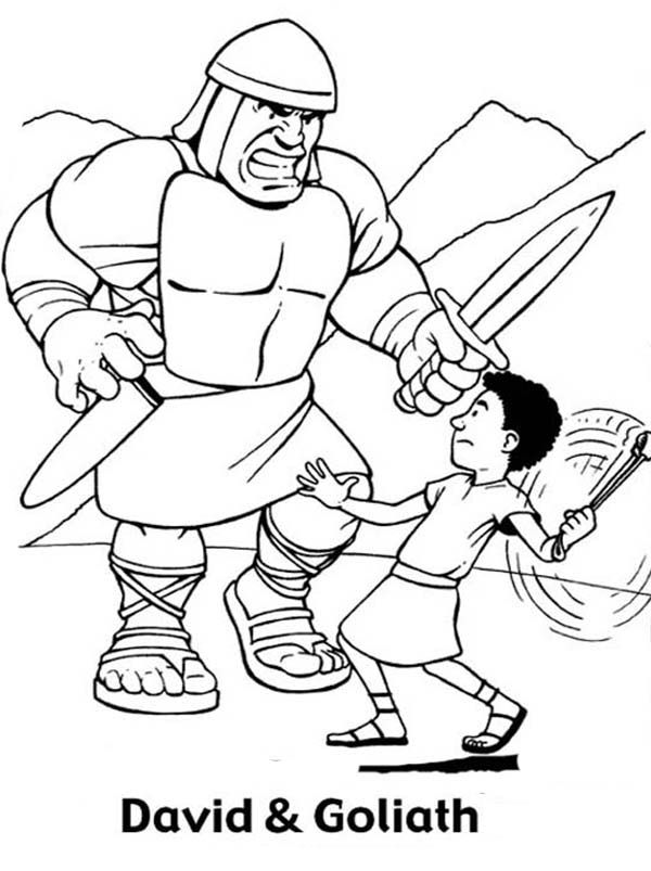 Great battle david versus goliath in the bible heroes coloring page pãginas de colorir da bãblia desenhos bãblicos para pintar desenho evangãlico infantil