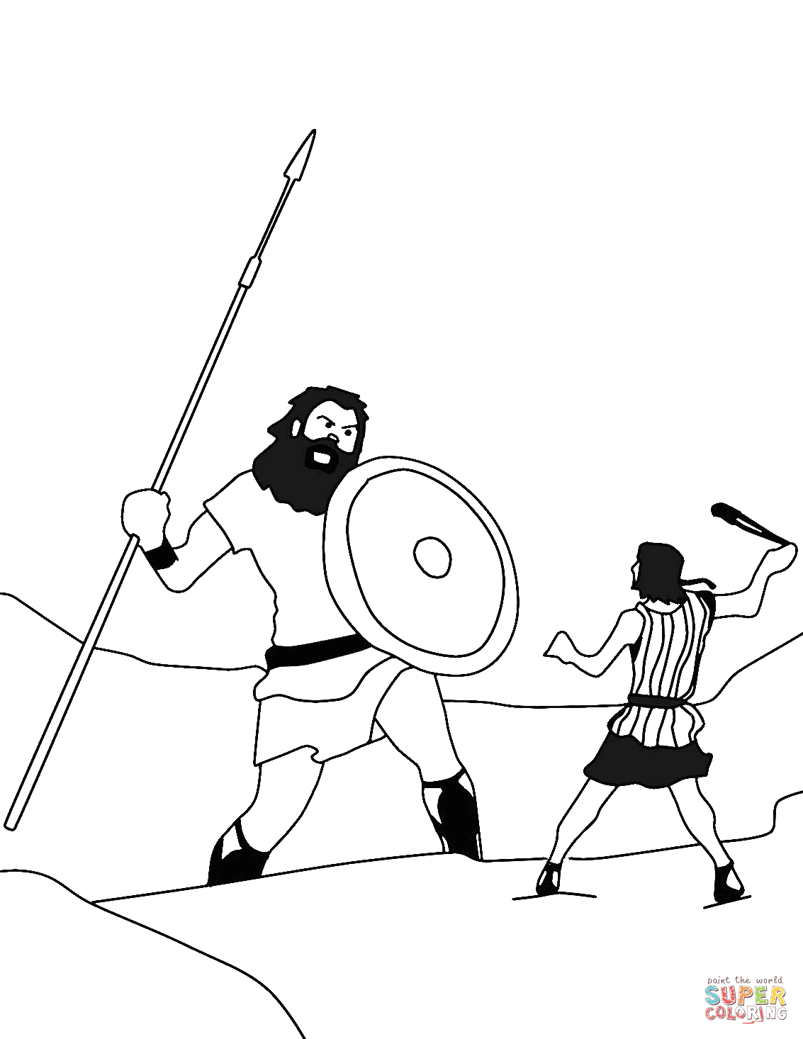 David and goliath coloring page free printable coloring pages