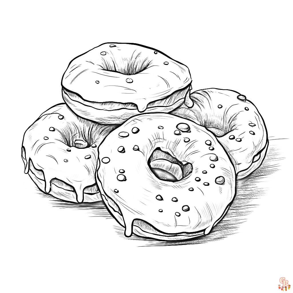 Printable doughnuts coloring pages free for kids and adults