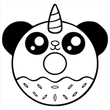 Premium vector kids coloring pages cute panda donut character vector illustration eps and image
