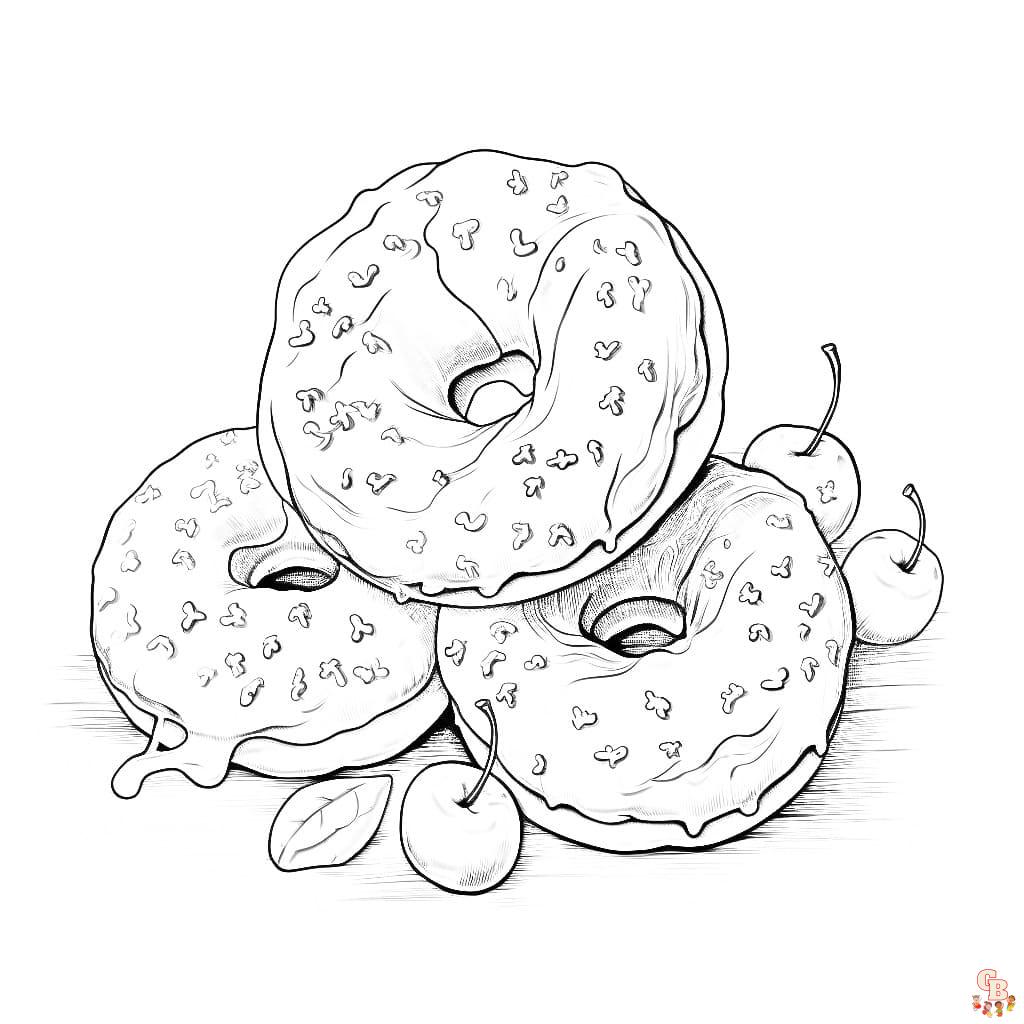 Printable doughnuts coloring pages free for kids and adults