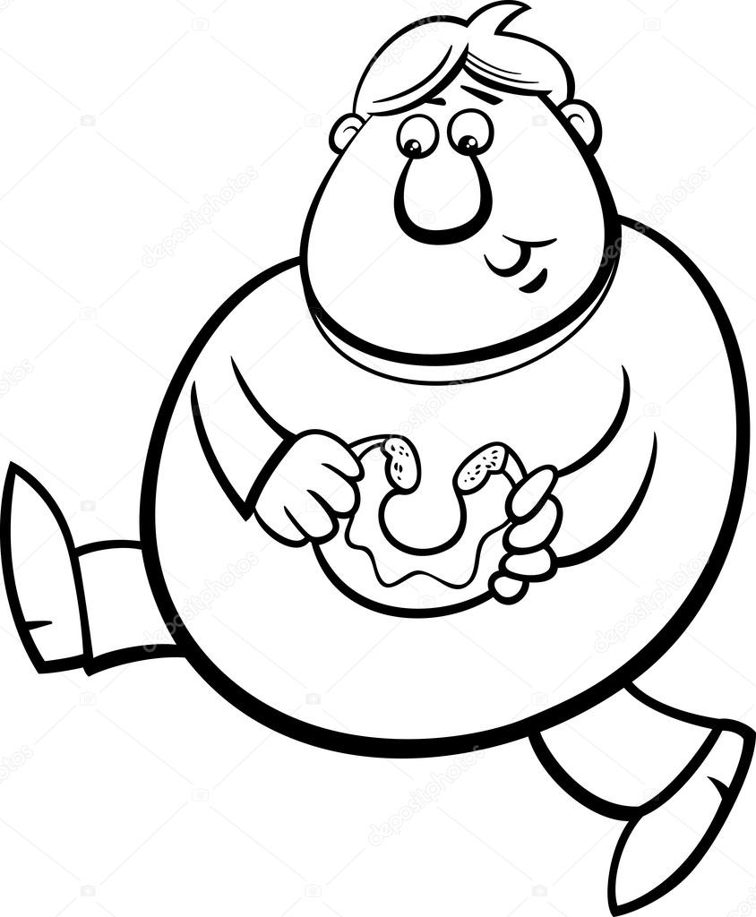 Hombre con pãgina para colorear donut vector de stock por izakowski