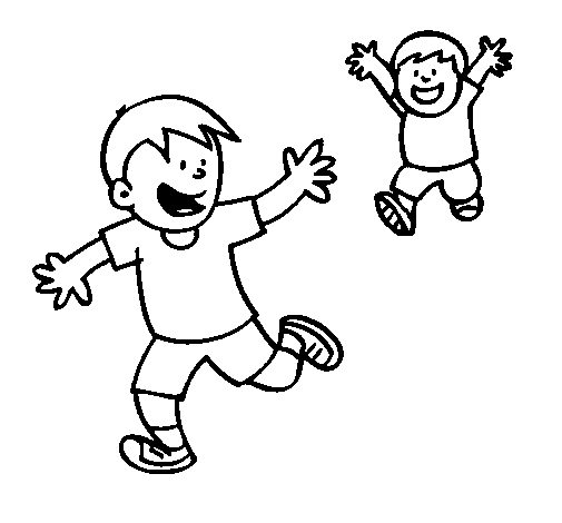 Dibujo de hermanos corriendo para colorear