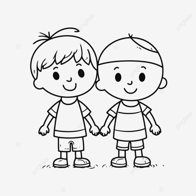 Dibujo de hermanos gemelos tomados la mano para colorear vector png dibujos dibujo de anillo hermano dibujo dibujo en color png y vector para dcargar gratis