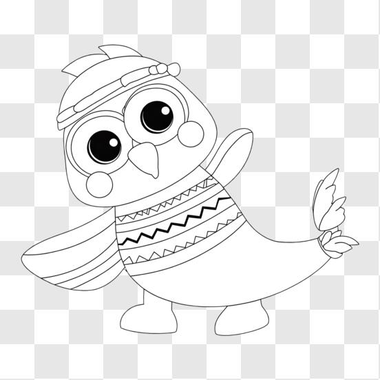 Descarga adorable pãgina para colorear de bãºho con plumas png en lãnea