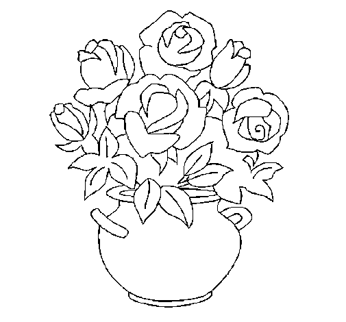Dibujo de jarrãn de flores para colorear