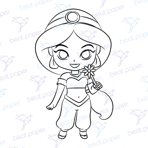 Sellos digitales de princesa disney para colorear jazmin beatpaper