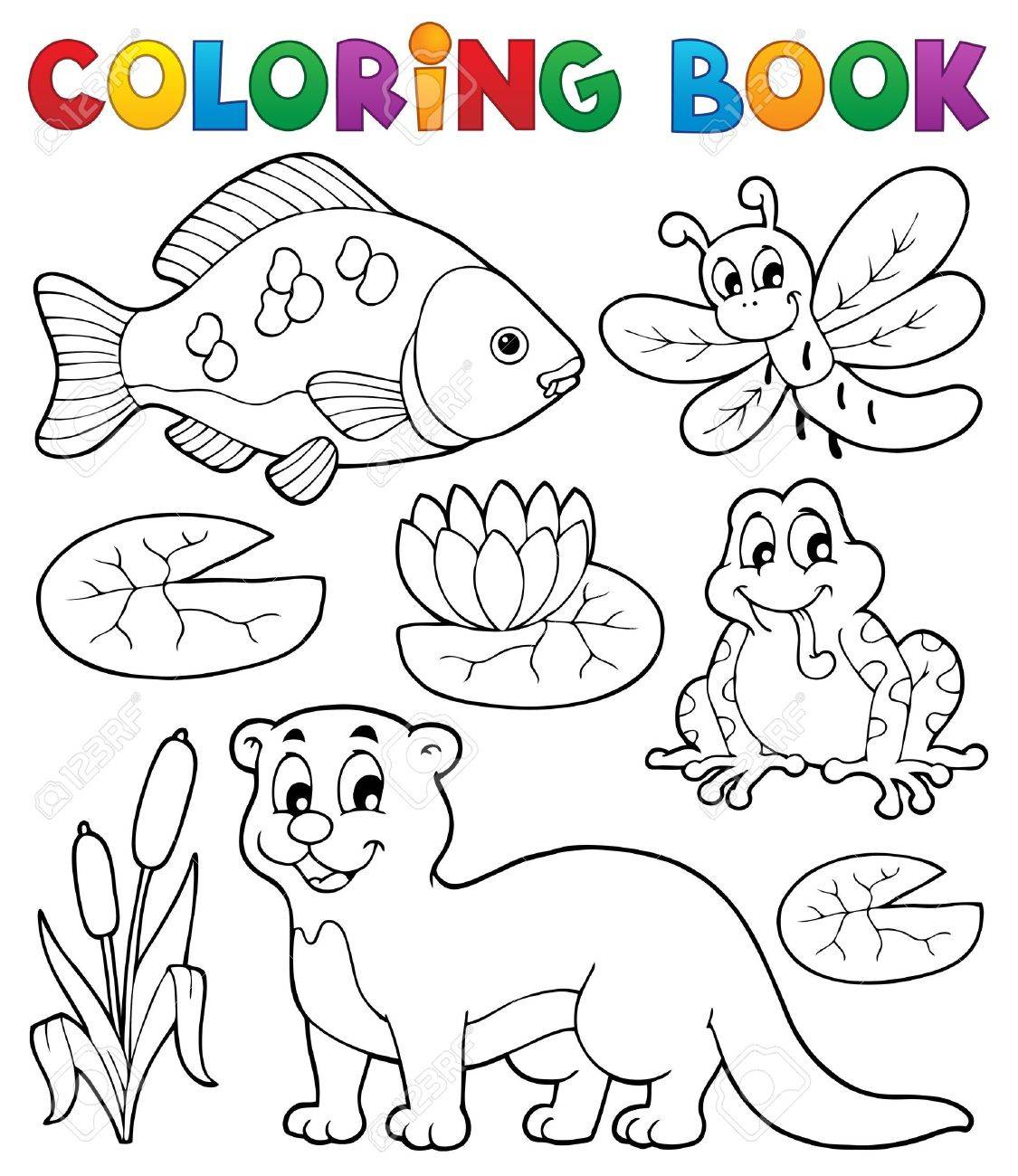 Coloring book river fauna image royalty free svg cliparts vectors and stock illustration image