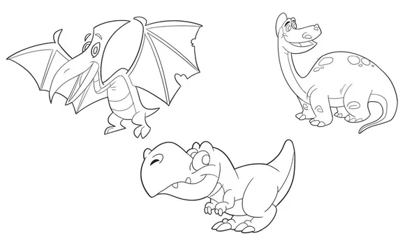 Cartoon tyrannosaurus libro para colorear esquema ilustraciãn vectorial para colorear vector de stock de tiems