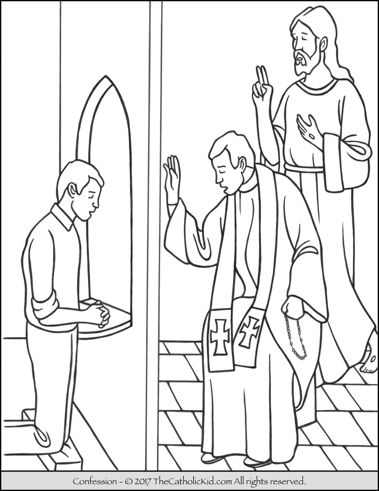 Sacrament of confession coloring page catholic sacraments catholic coloring jesus coloring pages