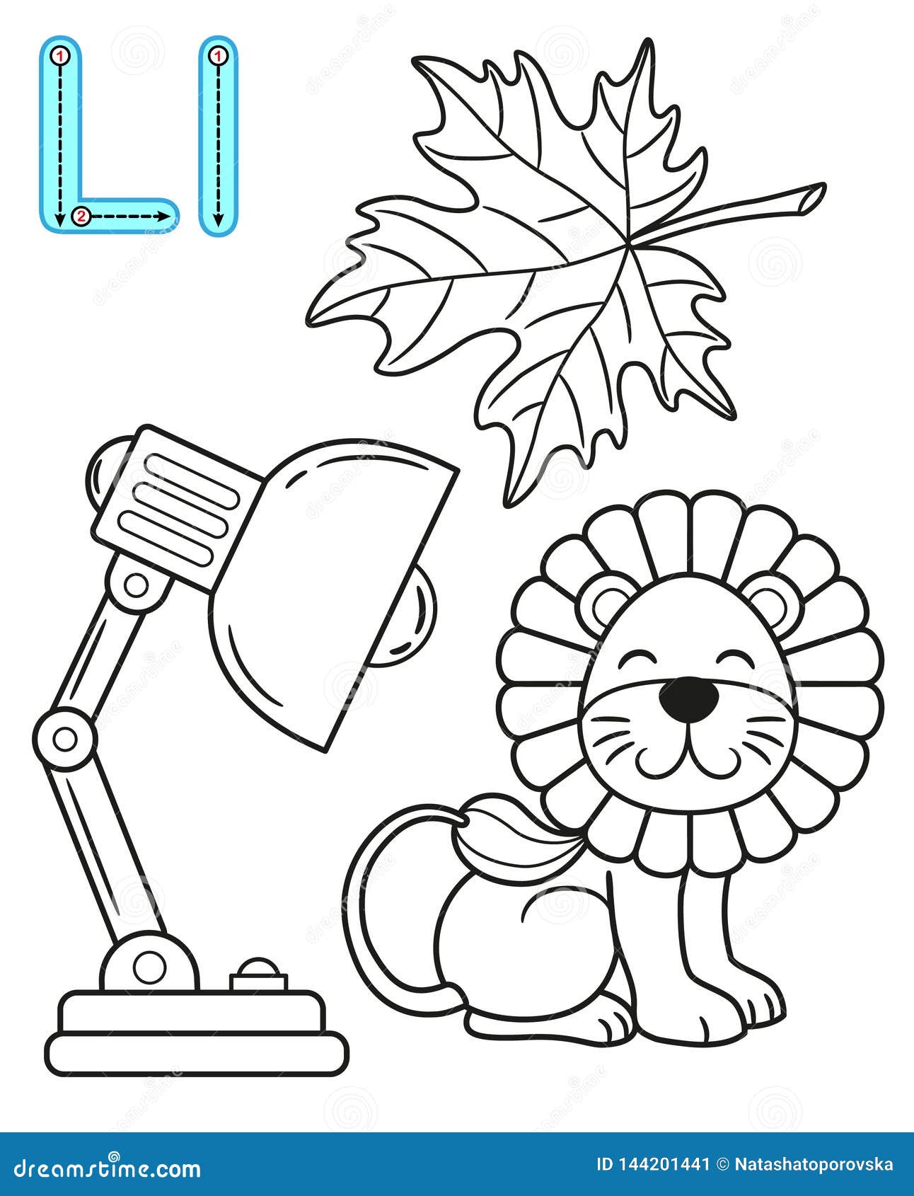 Printable coloring page for kindergarten and prchool card for study english vector coloring book alphabet letter l ilustraciãn del vector