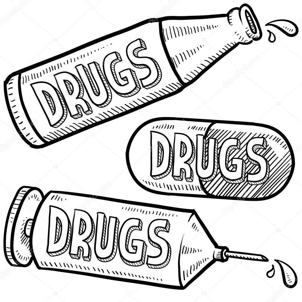 Bosquejo de drogas y alcohol ilustraciãn de stock de lhfgraphics