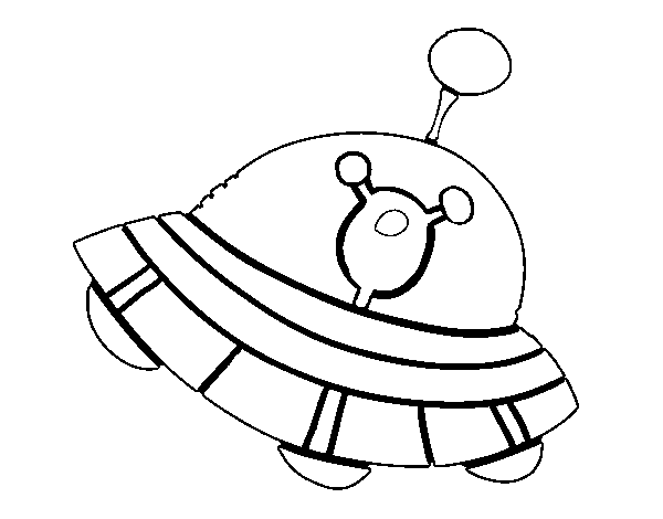 Dibujo de extraterrestre en nave espacial para colorear
