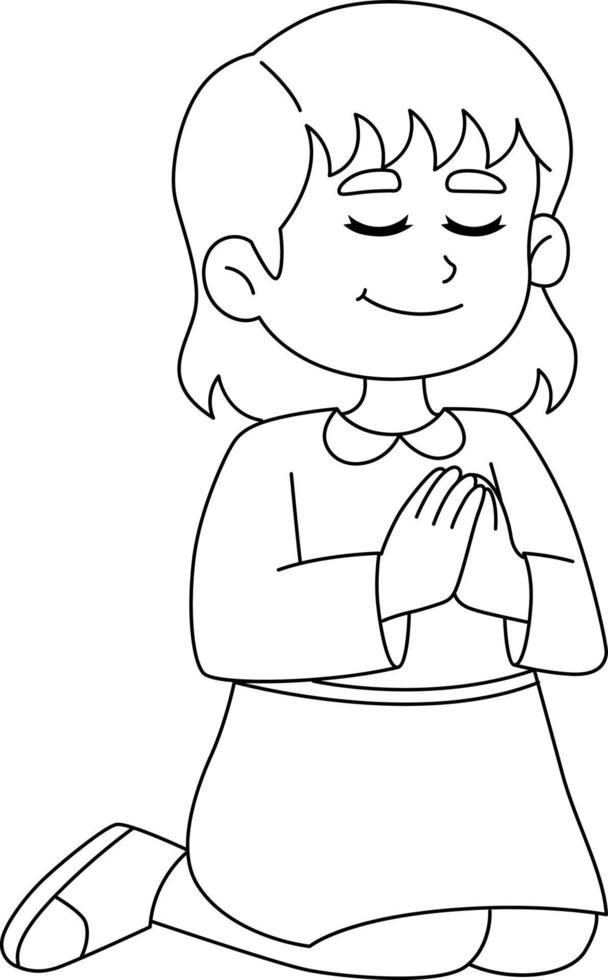 Girl praying isolated coloring page for kids children praying coloring pages easy drawings