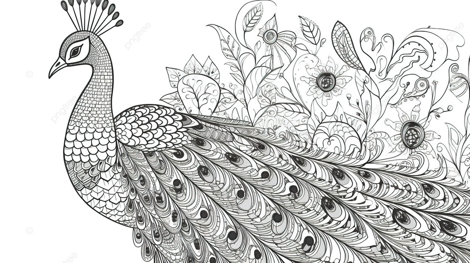 Fondo pagina para colorear de pavo real para adultos fondo imagen de pavo real para colorear pavo real pãjaro imagen de fondo para dcarga gratuita