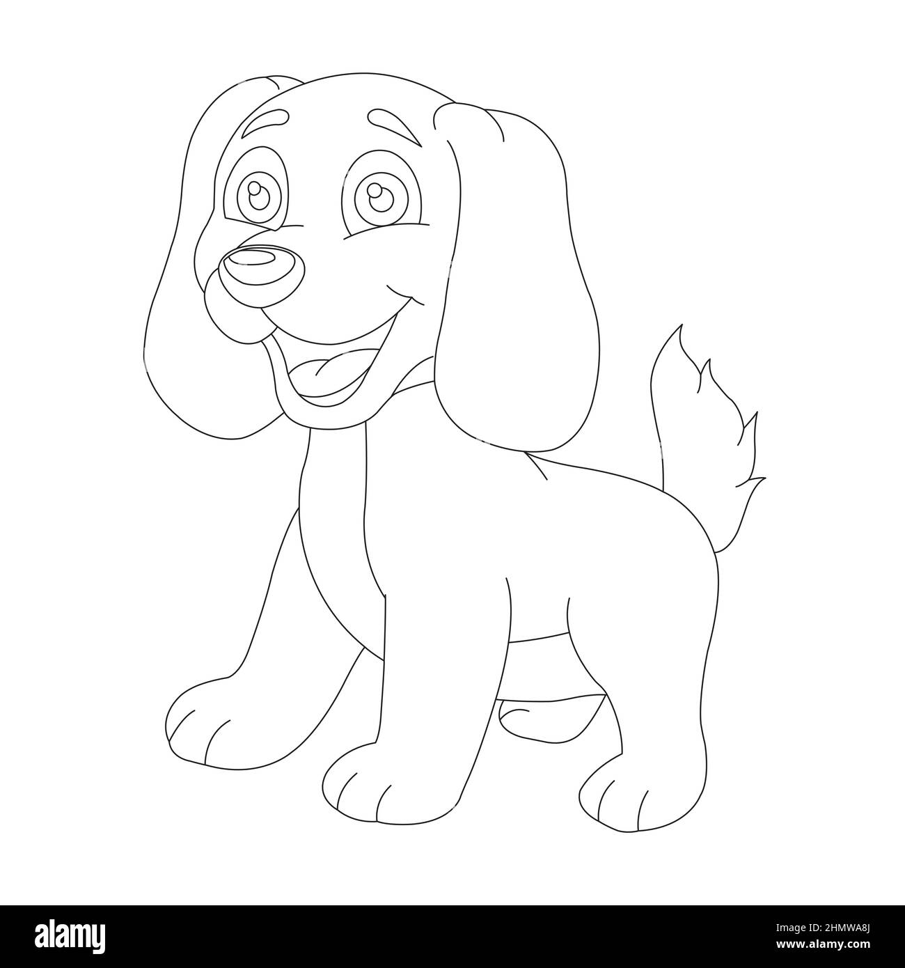 Lindo perro cachorro contorno para colorear pãgina para niãos animal colorear ilustraciãn de vector de dibujos animados imagen vector de stock