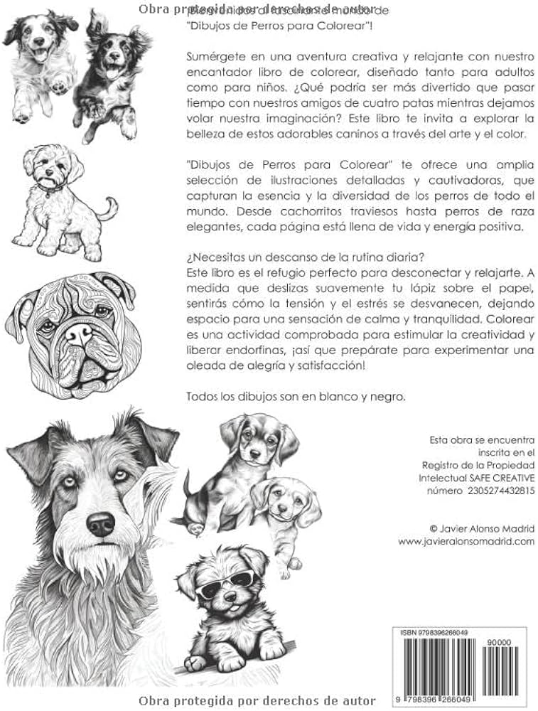 Dibujos de perros para colorear libro para adultos y niãos que deseen pintar disfrutando de las razas mãs bellas de su animal favorito spanish edition alonso madrid javier libros