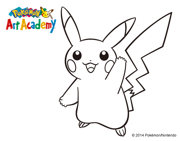 Dibujo de pikachu saludando para colorear