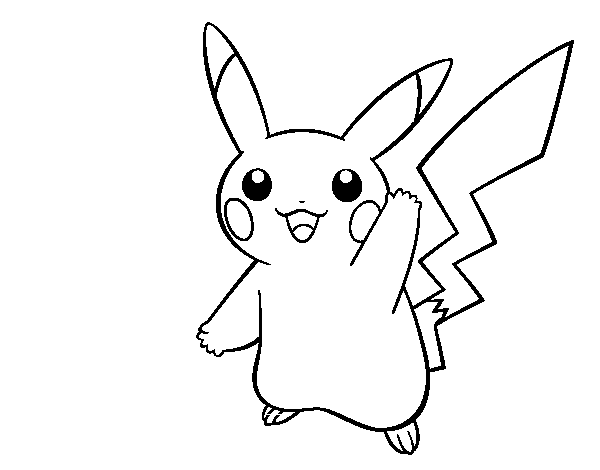 Dibujo de pikachu saludando para colorear