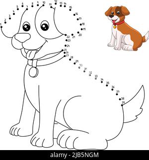 Pãgina de coloreado para perros de punto a punto para niãos imagen vector de stock