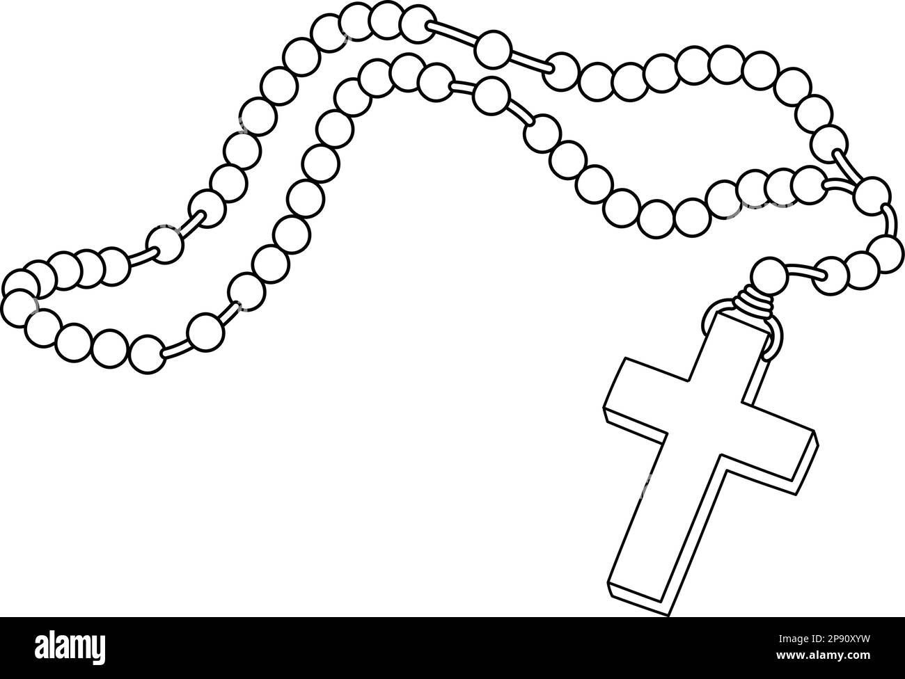 Rosary isolated coloring page for kids stock vector image art