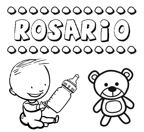 Dibujo del nombre rosario para colorear pintar e imprimir
