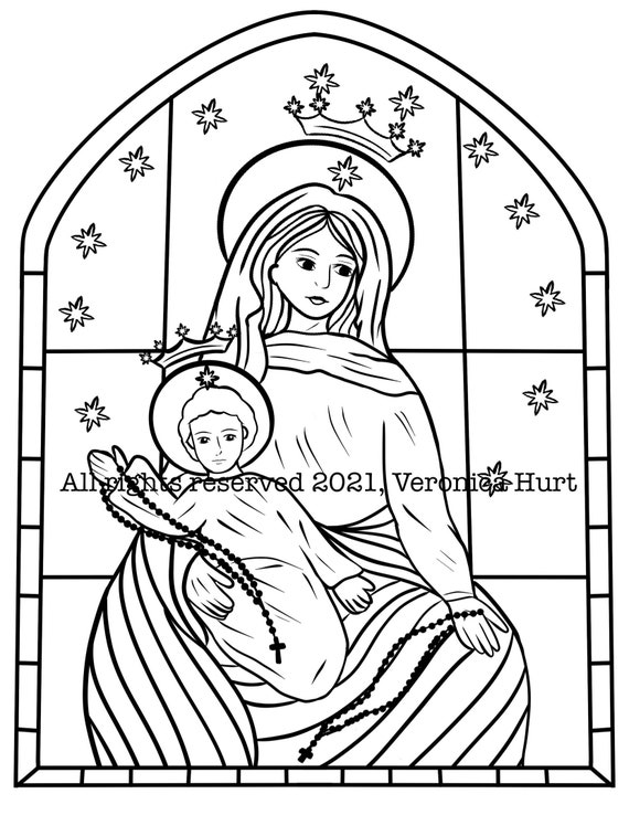Dibujo para colorear de la virgen del rosario para adultos y niãos mayores de aãos