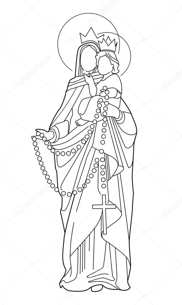 Ilustraciãn vectorial dibujo nuestra seãora del rosario virgen marãa vector de stock de bernardojbp