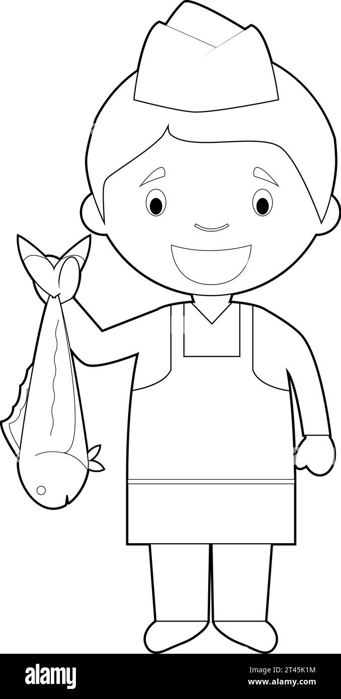 Pez dibujo para colorear facil imãgen recortadas de stock