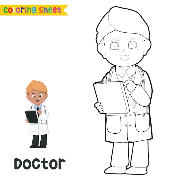 Hoja de trabajo fãcil de colorear para niãos los niãos sueãan con el trabajo hoja de actividad precolar archivo vectorial vector premium