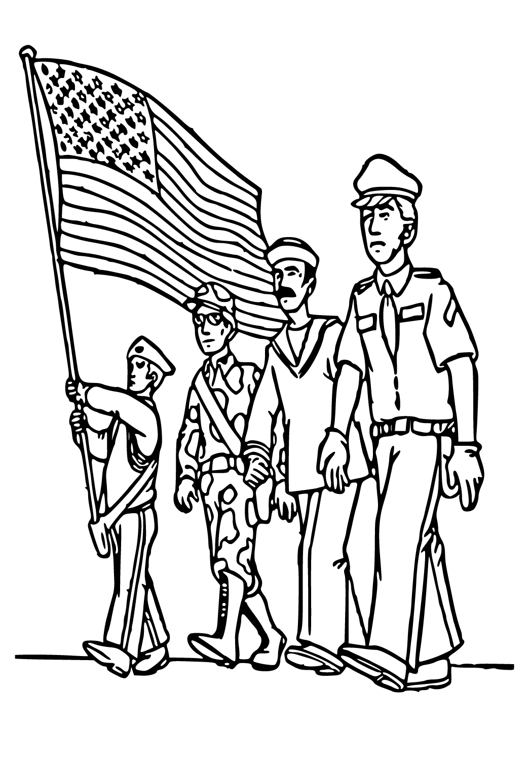 Free printable veterans day step coloring page sheet and picture for adults and kids girls and boys